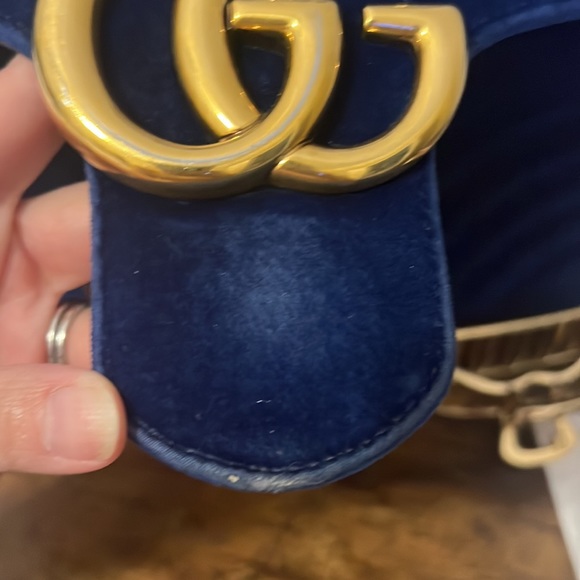 100% Authentic Royal Blue Velvet Gucci Marmont Medium - Picture 8 of 9